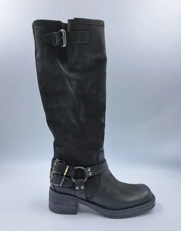 STIVALI BIKER PELLE FIBBIE LATERALI