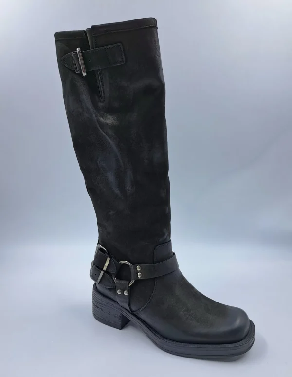 STIVALI BIKER PELLE FIBBIE LATERALI